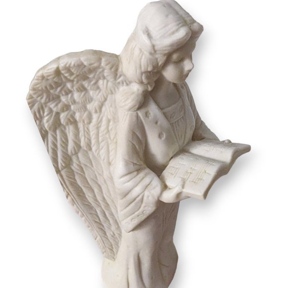 Singing Choir Angel Candleholder Ceramic Bisque Color Holding Songbook Book - Picture 3 of 9